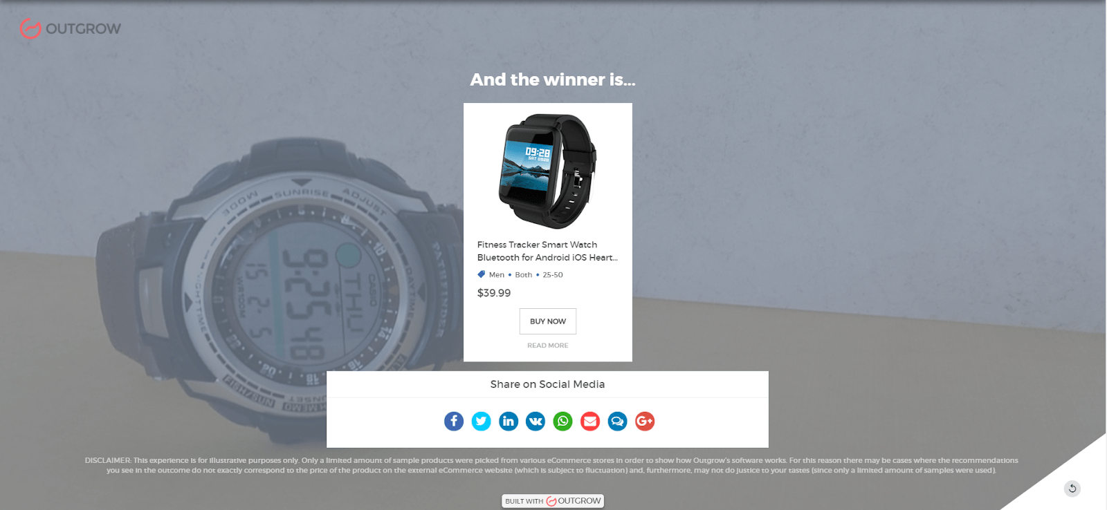 Calculator to recommend watches